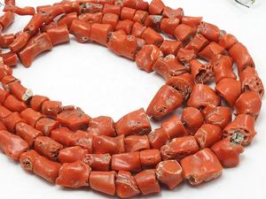 Perles de corail rouge italien lisses et polies, forme irrégulière, pierre en forme de tube, 16 pouces, 10-15 mm de long, certifiées par un tiers - Product Image 5