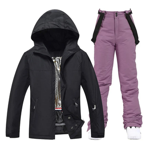 Veste de ski imperméable pour femme, à capuche, isolée synthétiquement, noire, rembourrée en coton PP, fermeture éclair, pour la neige - Product Image 3