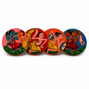Posavasos de madera hechos a mano y pintados a mano, juego de posavasos de arte popular, tapetes redondos para mesa, para el hogar, cafetería, regalo, decoración, juego de 4. - Product Image 1