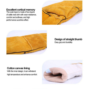 Gants de soudage thermiques en cuir de vachette de qualité supérieure, résistants à la chaleur, ignifuges, pour soudage TIG MIG, sécurité au travail, OEM, hiver - Product Image 4