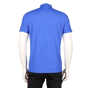 Polo à manches courtes bleu pour homme, coupe classique, couleur unie, tissu Oxford décontracté, col tissé - Product Image 2