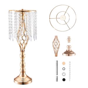 10 pièces de supports floraux de mariage en cristal de 55 cm/21,65 pouces de hauteur, en métal doré, pour présentation florale, décorations de table et centres de table pour mariages - Product Image 1