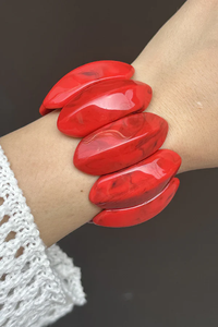 Pulsera de Resina de Miel Ovalada Ancha con Arco Geométrico Marrón, Brazaletes Acrílicos Gruesos al por Mayor - Product Image 3