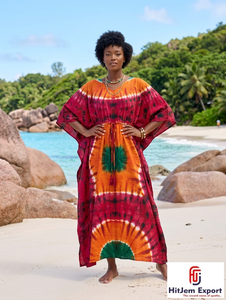 Women <b>Beach</b> <b>Kaftan</b> Dress Printed Loose Fit Resort Wear Silk Cotton Rayon Polyester Custom Production Bulk Supplier - Product Image 3