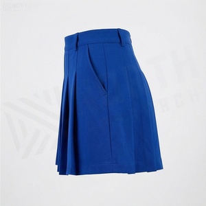 Jupe plissée courte pour femme, couleur unie, taille normale, toutes saisons, style tissé - Product Image 3