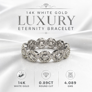 สร้อยข้อมือเพชรทองคำขาว 14K สำหรับผู้หญิง |   แหวนแต่งงานทรงกลม 0.89 กะรัต สไตล์หรูหรา แฟชั่นเครื่องประดับของขวัญสุดหรู - Product Image 5