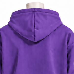 <b>Purple</b> <b>Mens</b> Zip Front <b>Hoodie</b> Chenille Letter Applique Heavyweight Fleece Loose Fit Casual Streetwear Sweatshirt with Kangaroo - Product Image 4