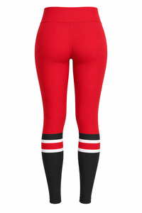 Leggings Rojos con Detalles Negros para Mujer, Nuevo Diseño, Transpirables, Antibacterianos, Cómodos, de Spandex/Poliéster, Largos, Cintura Media - Product Image 6