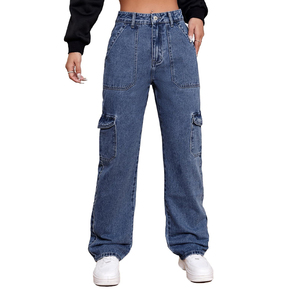 Pantalones Vaqueros de Mezclilla con Color y Diseño Personalizados, Logotipo Bordado, Pantalones Vaqueros Acampanados con Pedrería, Pantalones Vaqueros Acampanados Lavados para Mujer - Product Image 4