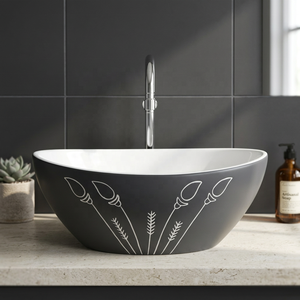 Vasque de comptoir ovale en céramique de luxe moderne couleur chocolat foncé pour salle de bain, hôpital et centre commercial - Product Image 3