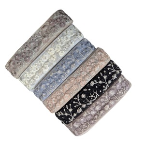Embroidered High Quality Cotton Lace Ribbons <b>Trim</b> Dress Neck Sequins Lace at Wholesale Price for Export India - Product Image 1