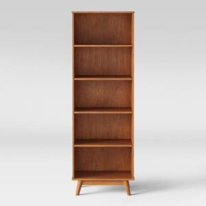 Mid Century Modern Teak <b>Wood</b> <b>Bookcase</b> with Tapered Splayed Legs - Product Image 1