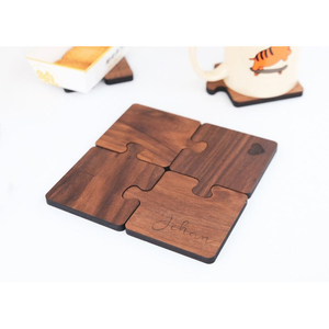 Handcrafted Wooden <b>Puzzle</b> Piece Coaster Set Interlocking Design Drink Coasters Tableware Decorative Unique Handicraft Item - Product Image 6