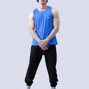 Solid Blue Wide Shoulder Tank Tops Slim Fit Gym Fitness Running <b>Vest</b> for Workout & Casual Wear - Product Image 6