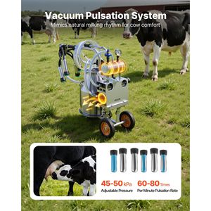 Mungitrice Elettrica per Mucche 25 L/6.6 Gal con Secchio in Acciaio Inox, Tettarelle per Uso Alimentare, Tubo in Silicone, Forte Aspirazione, Grado 304 - Product Image 3