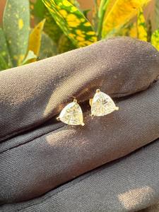 Pendientes de Diamantes Cultivados en Laboratorio con Corte Trillón, Oro Sólido de 14K, Joyería Personalizada para Uso Diario, Regalo de Aniversario de Bodas - Product Image 2