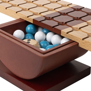 Jeu de planche à bascule en bois artisanal avec billes colorées et dés – Jeu de stratégie interactif pour toute la famille, pour un plaisir garanti - Product Image 5