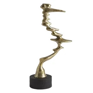 Luxury Handmade Metal Sculpture Artistic Decorative Accent for Living Room TablesGold Plated Aluminium Single <b>Side</b> Abstract - Product Image 3