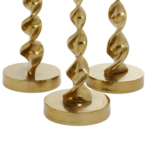 Ensemble de 3 supports de bougies minimalistes en or torsadé, trio de chandeliers artistiques en laiton pour la salle à manger ou le buffet - Product Image 2