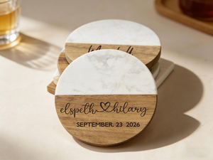Elegant Wooden Marble Drink Coaster Set Handmade <b>Table</b> <b>Protection</b> Decorative Accessories Modern Luxury Home Styling - Product Image 6