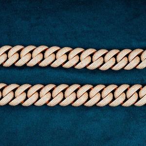 Cadena de Eslabones Cubanos Miami de Oro Rosa con Incrustaciones de Diamantes, Joyería de Lujo Gruesa y llamativa Estilo Hip Hop, Regalo Unisex - Product Image 4