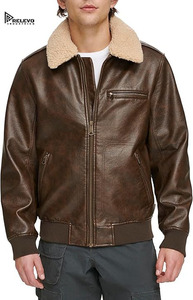 Chaqueta de Cuero Acolchada para Hombre, Color Marrón Oscuro, Cuello Alto, Estilo Casual, Ropa de Abrigo Cálida, Logotipo Frontal Personalizado, Proveedor - Product Image 5