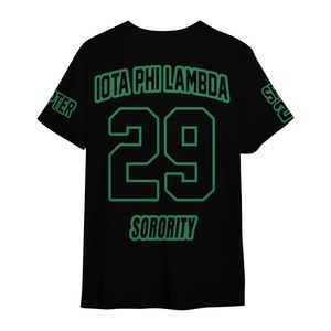 Camiseta Personalizada de la Hermandad Iota Phi Lambda, Camiseta Negra y Verde Esmeralda, Iota Phi Lambda Desde 1929 - Product Image 6