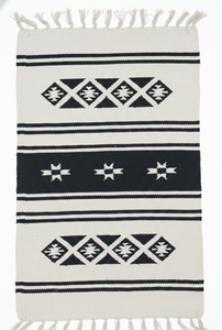 Alfombra de Algodón Tejida a Mano con Diseño Floral, Moderna, Lavable a Máquina, Reversible, Color Negro, para Decoración del Hogar, Picnic y Viajes - Product Image 3