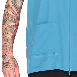 Turquoise Sleeveless Zip-Up Vest With Three Pockets And Mesh Panels - Product Image 4