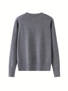 Cárdigan de Invierno para Mujer, Formal, Cuello Redondo, Tejido Estándar, Ecológico, de Secado Rápido, Antiarrugas, Transpirable, Vintage, Manga Larga - Product Image 3