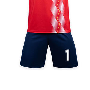 Uniforme de fútbol hecho con material 100% poliéster, transpirable, de secado rápido, conjunto de camiseta y pantalones cortos para jóvenes, para uso en equipo. - Product Image 4