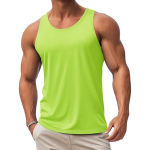 Débardeur Homme Vert Néon Séchage Rapide Col Rond Couleur Unie Décontracté Entraînement Gilet Tricoté Polyester Fitness Gym - Product Image 3
