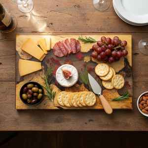 Bandeja de Resina Epoxi de Madera Natural con Incrustaciones Artísticas Estilo Río, Tabla Decorativa Hecha a Mano y Duradera para Mesa de Comedor y Café - Product Image 3