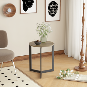 19.68\"H <b>Round</b> <b>Side</b> <b>Table</b> with Sturdy Metal Frame <b>Round</b> Accent End Nightstand for Living Room Bedroom Balcony - Product Image 3