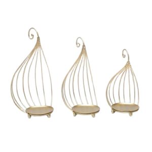 Wholesale Nordic Style Gold Metal Hanging Lotus Tealight Candle Holder Votive <b>Glass</b> <b>Candlestick</b> for Wedding Holiday Decor - Product Image 3