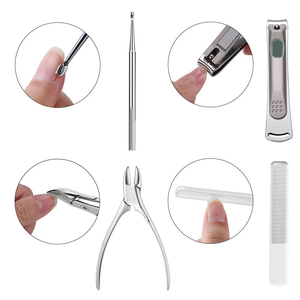 Wholesale 8-Piece German Stainless Steel Manicure Pedicure Kit <b>Nail</b> File Scissor Pusher Beauty Set PU Zipper Case Box Packaging - Product Image 3