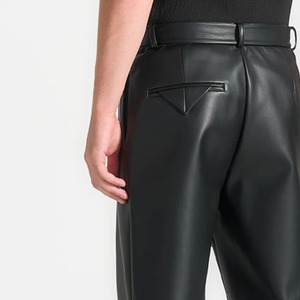 Pantalon en cuir pour homme, coupe ajustée, design personnalisé, vêtement décontracté haut de gamme, fermeture éclair imperméable, poids moyen, automne - Product Image 3