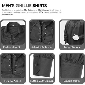 Chemise traditionnelle écossaise Jacobite Ghillie pour homme, personnalisée OEM ODM, à manches longues, à lacets, faite à la main - Product Image 4