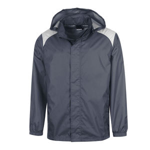 Chaqueta Parka con Capucha para Hombre, Color Verde Oliva, Cierre Blanco, Cuatro Bolsillos, Botones a Presión, Cordón Ajustable, Impermeable - Product Image 5