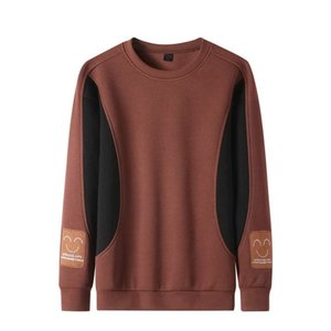 <b>Men</b> Crew Neck Sweatshirt Regular Fit Solid Color Knitted Cotton <b>Pullover</b> Casual Wear Autumn Style - Product Image 4