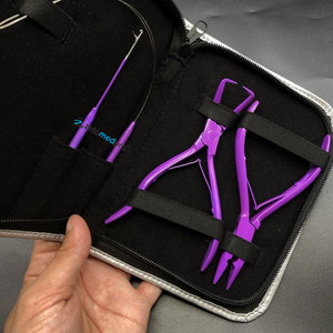 Kit d'outils de pose et de retrait d'extensions capillaires en micro-perles en acier inoxydable avec logo personnalisé, pinces à micro-liens - Product Image 5