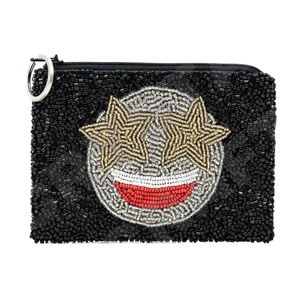 Monedero con cuentas de semillas hermoso y de moda, accesorio de billetera, diseño elegante con estrellas visibles - Product Image 1