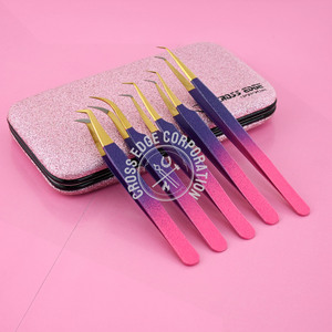 Pinzas para extensión de pestañas de calidad, punta de fibra, pinzas para pestañas, Punta curva de volumen, pinzas Premium para pestañas Mega Volume ligeras - Product Image 4