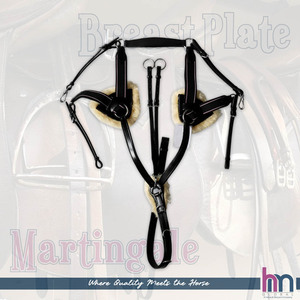 Plastrón Martingala HM GLOBAL de 5 Puntos para Equitación, Cómodo y Duradero, con Almohadillas Elásticas de Cuero y Visón, Accesorios de Acero Inoxidable, Talla S-S - Product Image 3