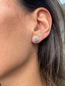 Classic 2ct Round Cut Lab Grown Diamond Halo <b>Stud</b> <b>Earrings</b> IGI Certified 10K 14K 18K White Gold Women <b>Fine</b> Engagement Ear <b>Studs</b> - Product Image 5