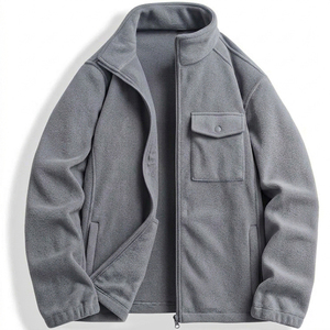 Chaqueta de Forro Polar para Hombre, Cuello Alto, Cierre de Cremallera, Color Sólido, Transpirable, para Otoño e Invierno, Chaqueta de Alta Calidad para Hombre - Product Image 1