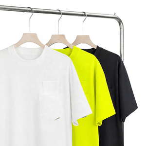 T-shirt en coton à manches courtes pour homme, coupe classique, col rond, couleur unie, avec poche, style décontracté, blanc, vert, noir - Product Image 5