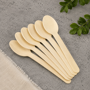 Couverts en bois écologiques, ustensiles de fête biodégradables, ensemble jetable 158 mm, couteau, fourchette, cuillère en bois - Product Image 6
