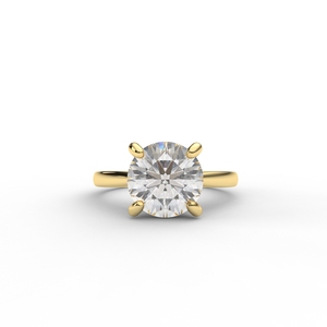Anillo de Compromiso Solitario con Diamante Cultivado en Laboratorio, Corte Brillante Redondo, Chapado en Rodio sobre Oro Blanco/Rosa/Amarillo de 18K, Diseño Moderno - Product Image 6