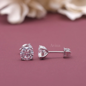 IGI Certified Lab Grown Diamond Round Solitaire <b>Stud</b> <b>Earrings</b> in 9K White / Rose & Yellow Gold Classic 6-Prong Diamond <b>Earrings</b> - Product Image 5